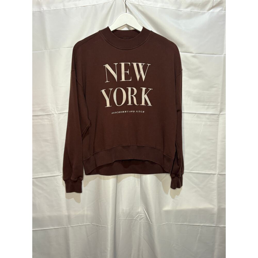Abercrombie and Fitch Brown New York Graphic Cropped Sweatshirt Size M